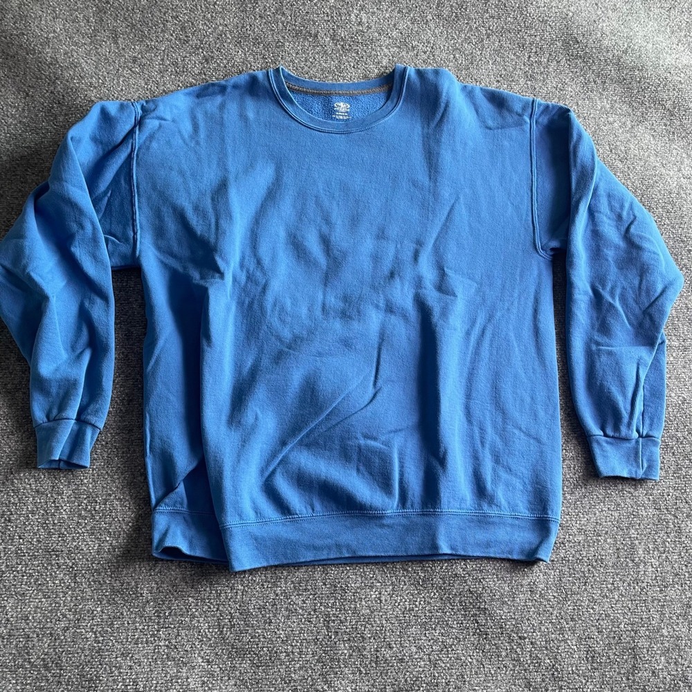 Athletic Works Mens Blue Crewneck Sweatshirt Fleece Pullover XL Relaxed Fit